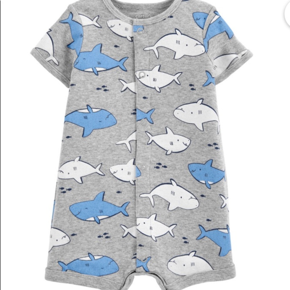 NWT Carter’s romper with sharks sz 9mo